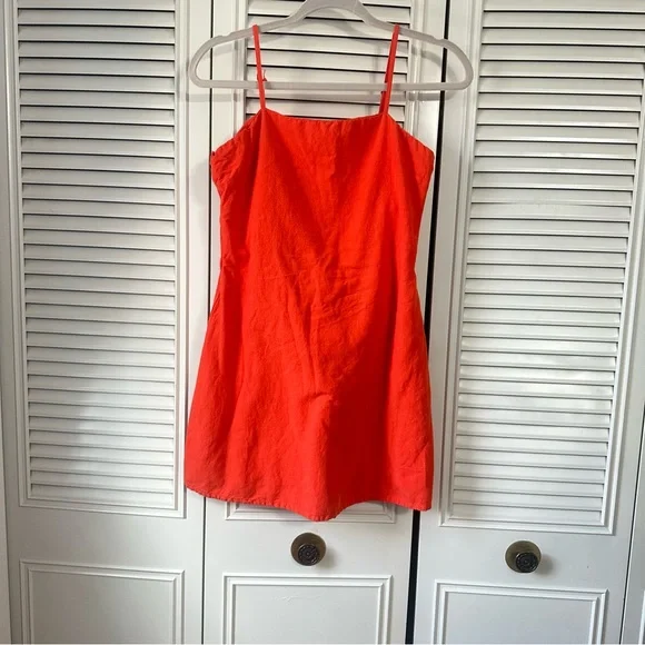 Japna | Dresses | Japna Linen Blend Orange Spaghetti Strap Mini Dress Sz  Medium | Poshmark